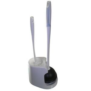 Smartly Toilet Brush & Plunger Combo Set with Holder, White